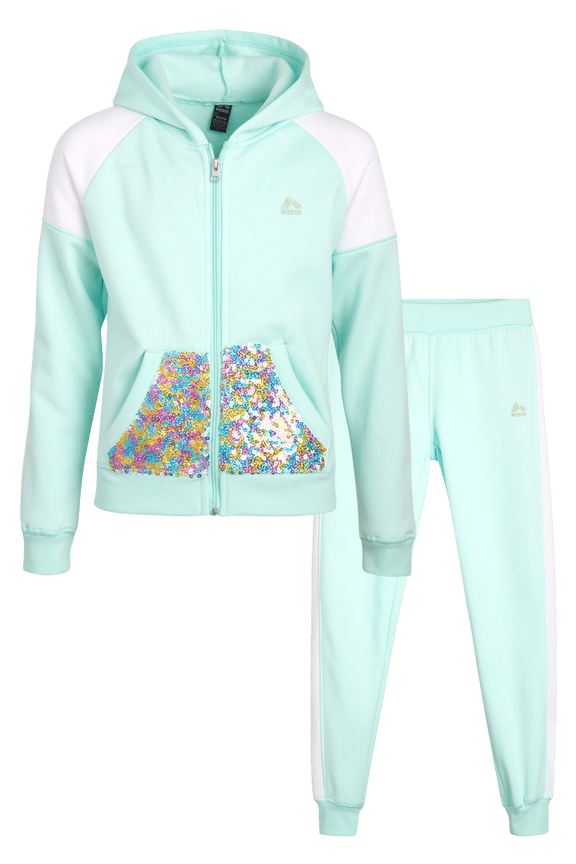 Girls Sweatpants Set - 2 Piece Fleece Zip Up Girls Sweatshirt and Jogger Set (7-12)