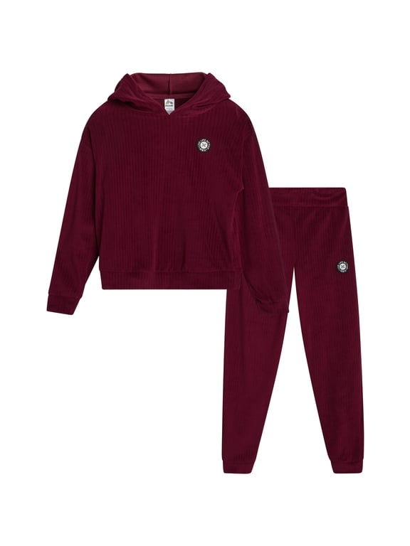 Girls Sweatsuit Velour Tracksuit Pullover Kids Hoodie Sweatshirt & Jogger Sweatpants 2 Piece Set