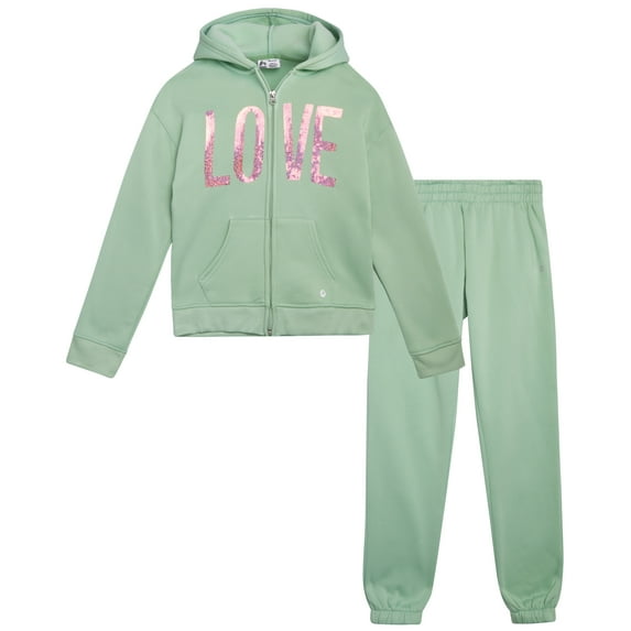 RBX Girls' Tracksuit Set - 2 Piece Fleece Zip Up Hoodie and Active Jogger Pants for Girls (7-12)