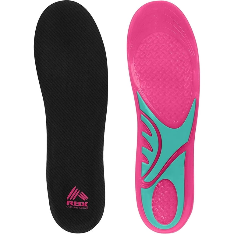 RBX Massaging Sport Gel Insoles, Memory Foam Cushion, Arch Support