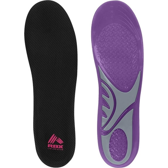 RBX Massaging Sport Gel All Day Comfort Insoles, Full Length, Women 6-10 (Purple)