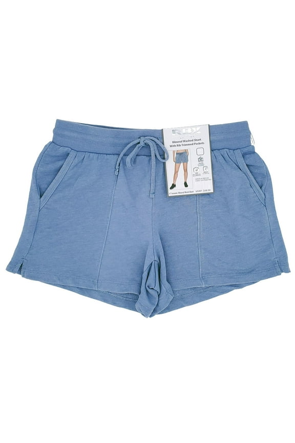 Mineral Washed Short with Rib Trimmed Pockets Corn Flower Blue Large