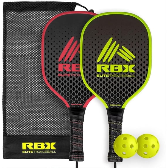 RBX Wooden Pickleball Set - (2) Premium Paddles, (2) X-40 Outdoor Balls, Mesh Bag, Outdoor Game for Adult & Kids