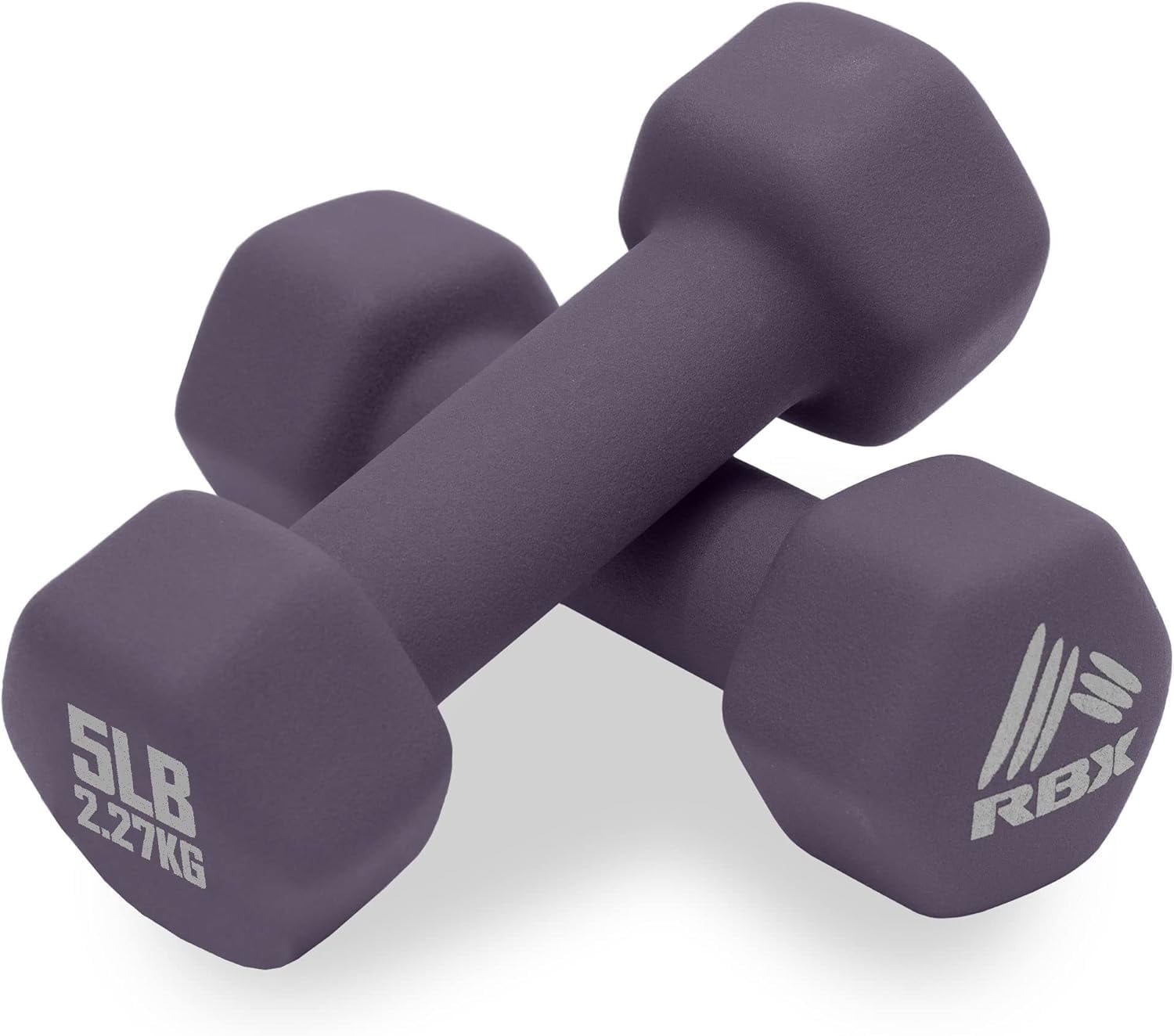 RBX Weights Dumbbells Set - Neoprene Arm Weights with Non-Slip Grip, Training, Workout, Fitness, 5lb