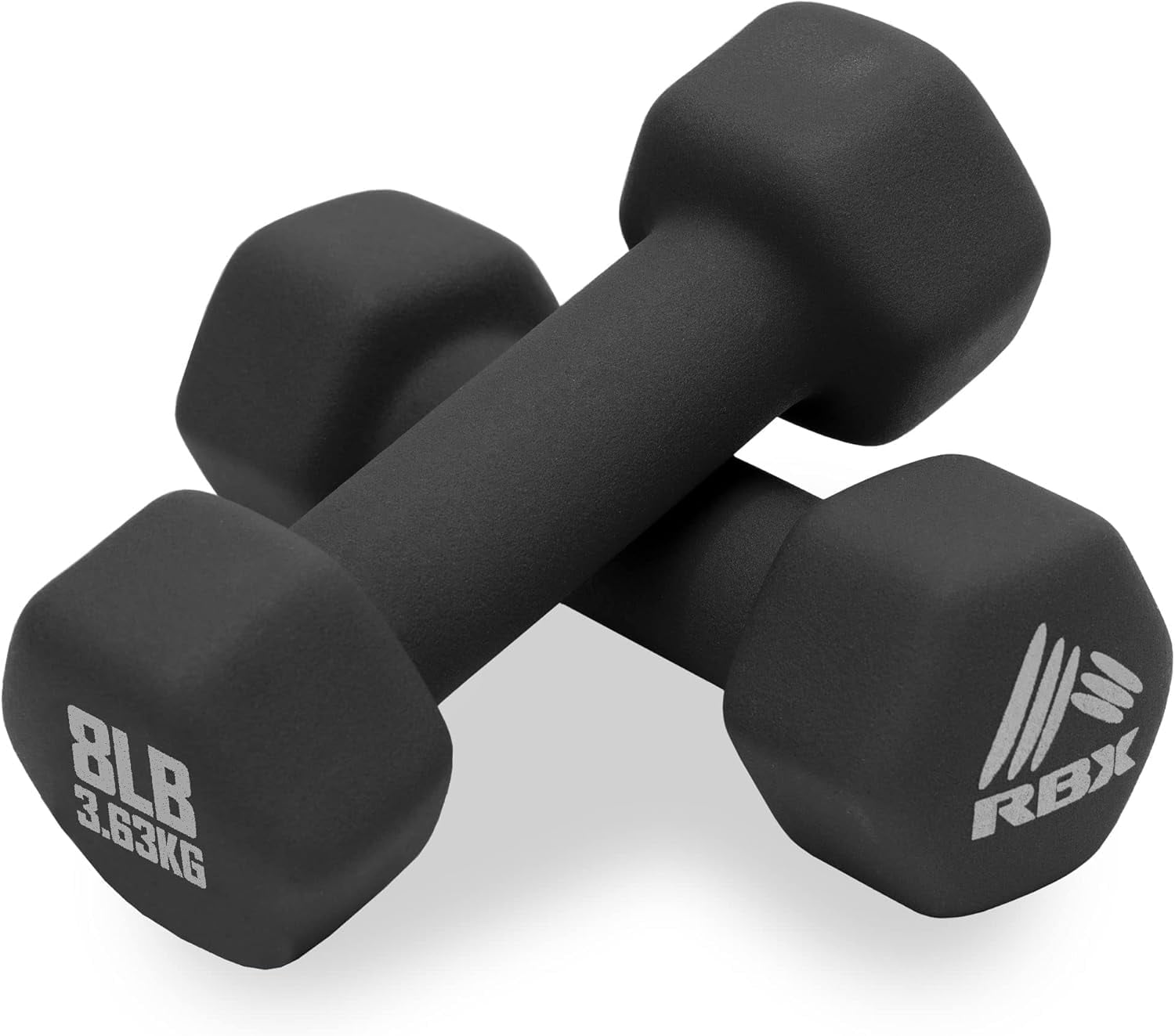 RBX Weights Dumbbells Set - Neoprene Arm Weights with Non-Slip Grip, Training, Workout, Fitness, 8lb