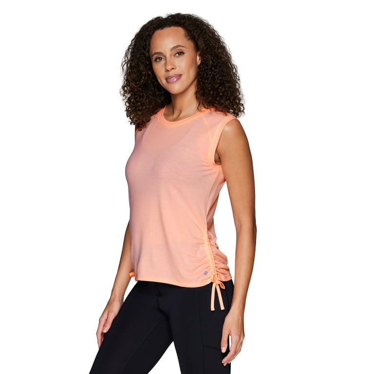 RBX Women's Yoga Tank Top Crewneck Soft Ruched Sides Tank Cami Shirred Pale  Peach L