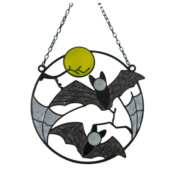 RC-032 Gothic Bat Moon Stained Decorative Panel Accessories Window Wall Hanging Witch Pendant