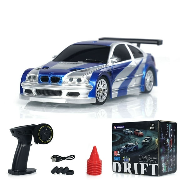 RC 1/43 Scale Ready to Go Race Car Remote Control Drift Car 4WD Mini Toy Lights