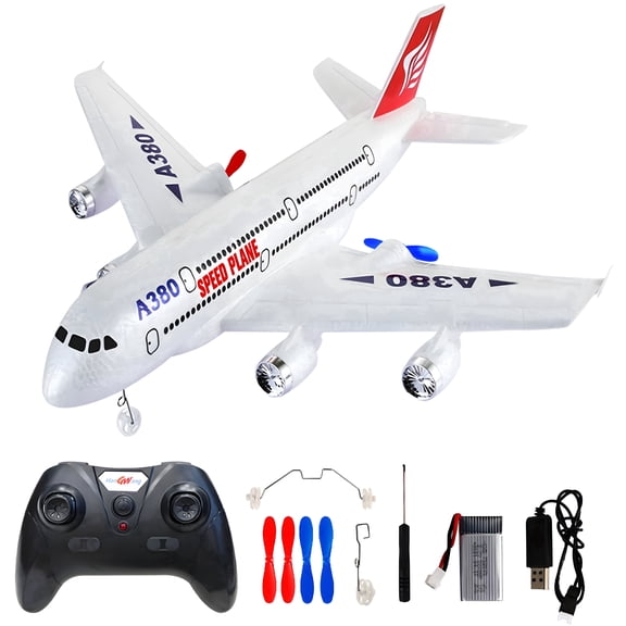 RC A380 Remote Control Airplane – 2.4GHz 2.5CH Beginner-Friendly Foam Glider Jet, Durable EPP Fixed Wing Aircraft Model Toy for Kids & Adults
