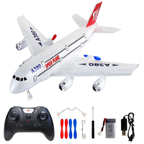 Remote Control Airplane A380 RC Plane 2.4GHz 2.5CH Foam Glider, Easy to Fly Beginner Aircraft Toy for Kids Adults
