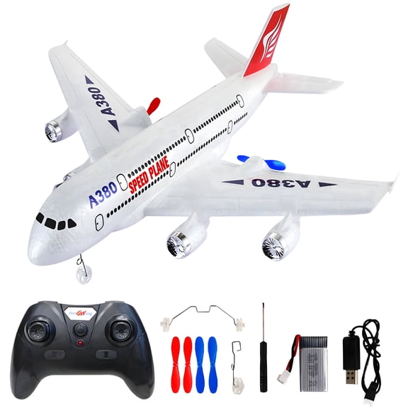 RC A380 Remote Control Airplane – 2.4GHz 2.5CH Beginner-Friendly Foam Glider Jet, Durable EPP Fixed Wing Aircraft Model Toy for Kids & Adults