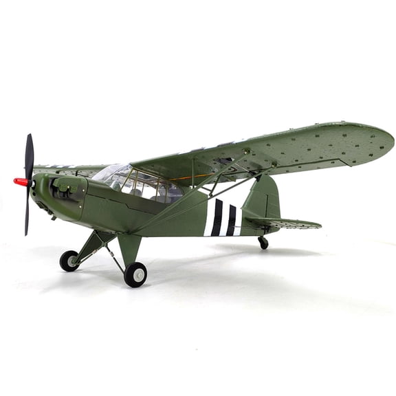 RC Aircraft, 1/16 Scale 2.4G WWII PIPER J-3 CUB RC 4CH Brushless Fixed-wing EPP RC Military Plane Model with Gyro for Indoor and Outdoor Play, Gift for Beginners Adults (RTF)