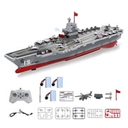 RC Aircraft Carrier Boat with Water Spray Function & Adjustable Speed, 2.4GHz Remote Control Military Warship Toy, 15mph High Speed Dual Motor Waterproof Navy Ship Model for Pool & Lake