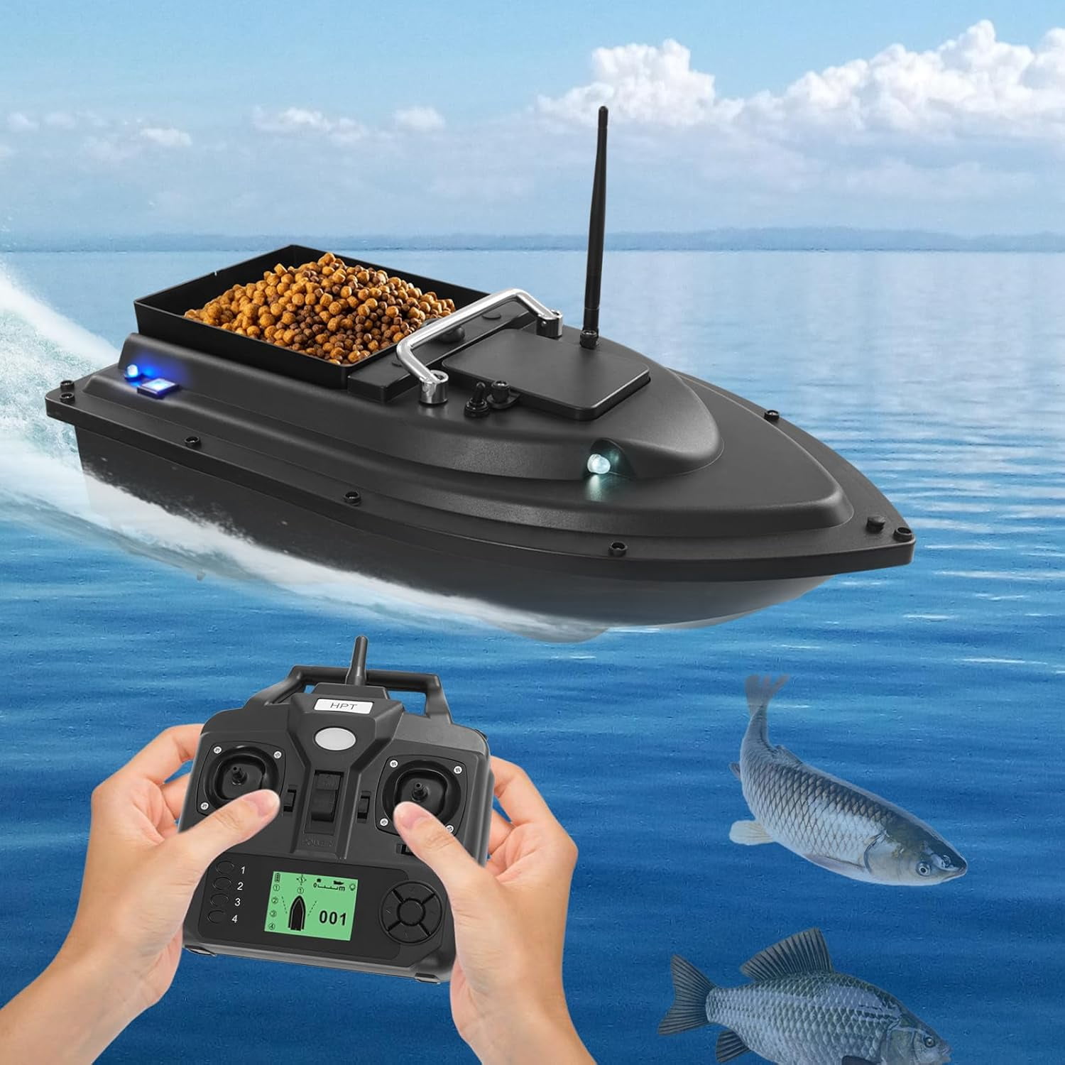 RC Bait Boat 16 GPS Points Fish Bait Boat Long Distance Remote Control For Fishing 5200mAh