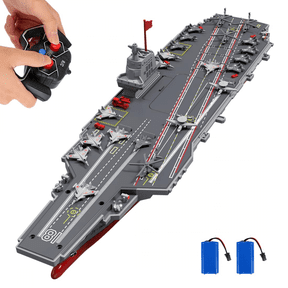 RC Boat,16-inch Warship Battleship Aircraft Carrier with 2 Rechargeable Batteries,15mph High Speed Remote Control Boat for Pool & Lake,Gift for Boys