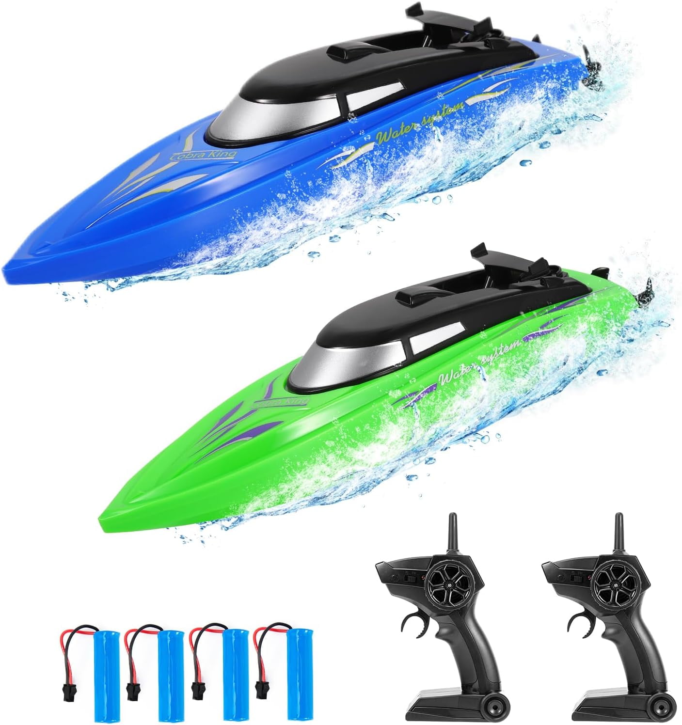 RC Boat RC Rowing Boat 2 Set Electric RC Boat for Kids and Adults Pools and Lakes Rechargeable RC Boat for Boys 4 12 Years Old Blue and Green Walmart