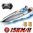 thumbnail image 1 of Remote Control Boat, 15KM/H Fast RC Boat with 2 Rechargeable Batteries, Pool Toys Water Toys for Boys & Girls, 1 of 7