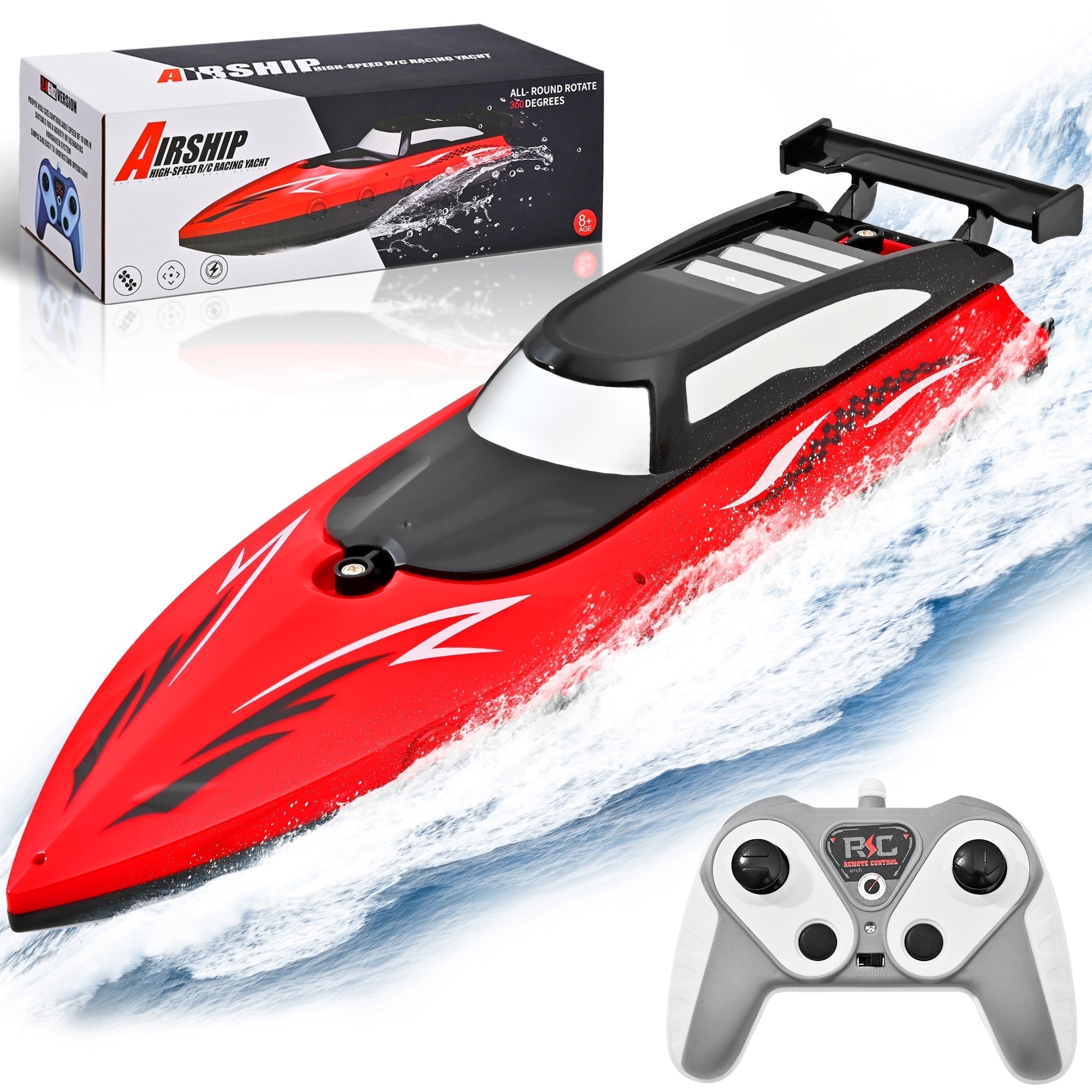 RC Boat - Remote Control Boat for Adults & Kids,12+KMH RC Boat for Pools/Lakes/River/Water with 2 Rechargeable Batteries