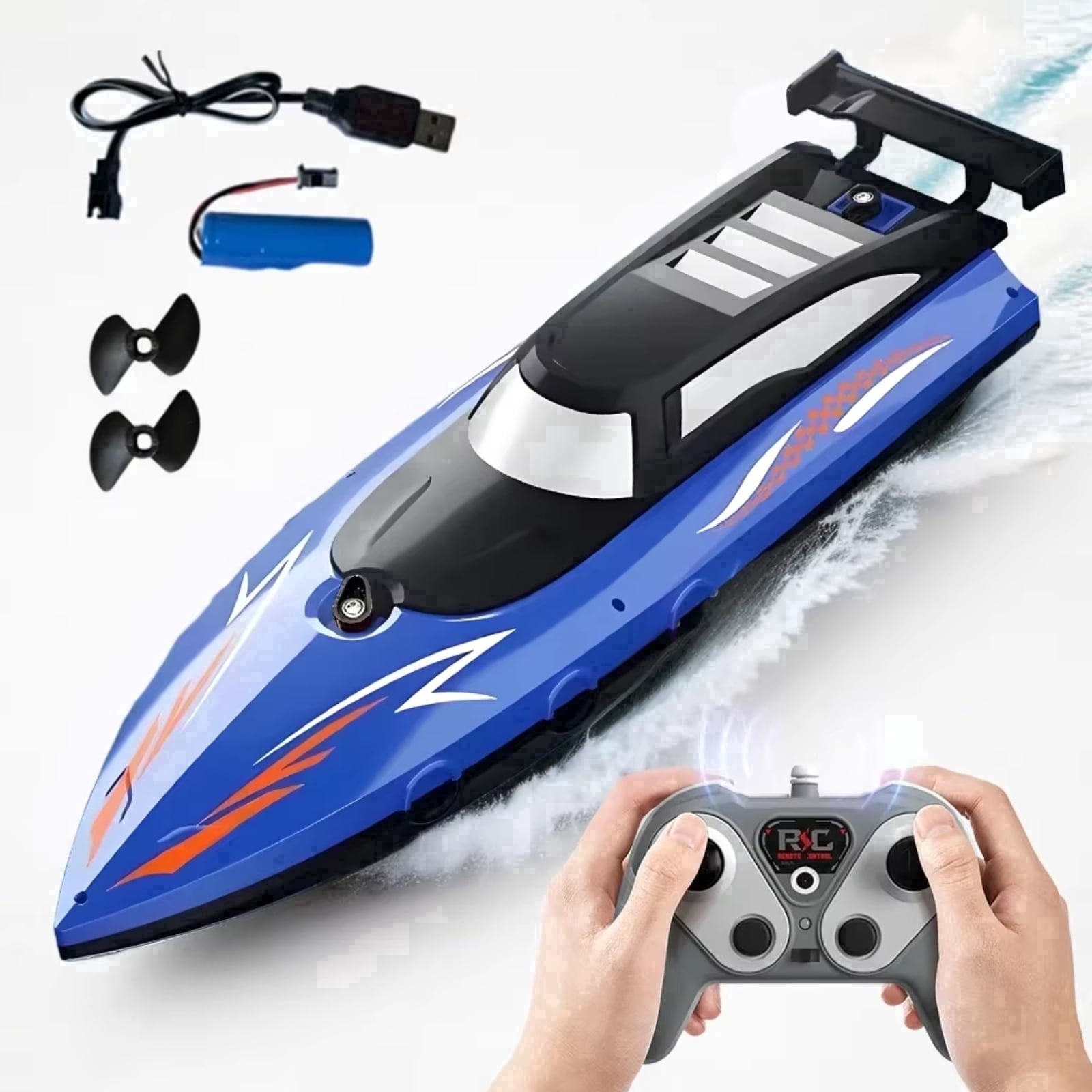 Tigozz RC Boat Remote Control Water Toy for Pools and Lakes 2.4GHz High Speed Racing Boat for Boys Girls Ages 6+