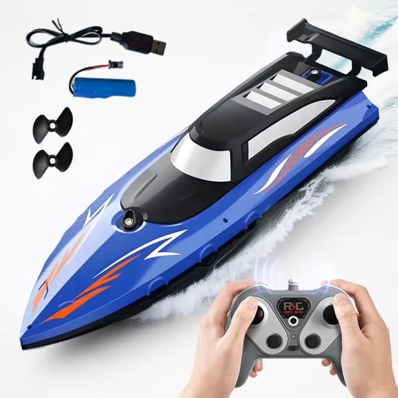 RC Boat Remote Control Water Toy for Pools and Lakes 2.4GHz High Speed Racing Boat for Boys Girls Ages 6+