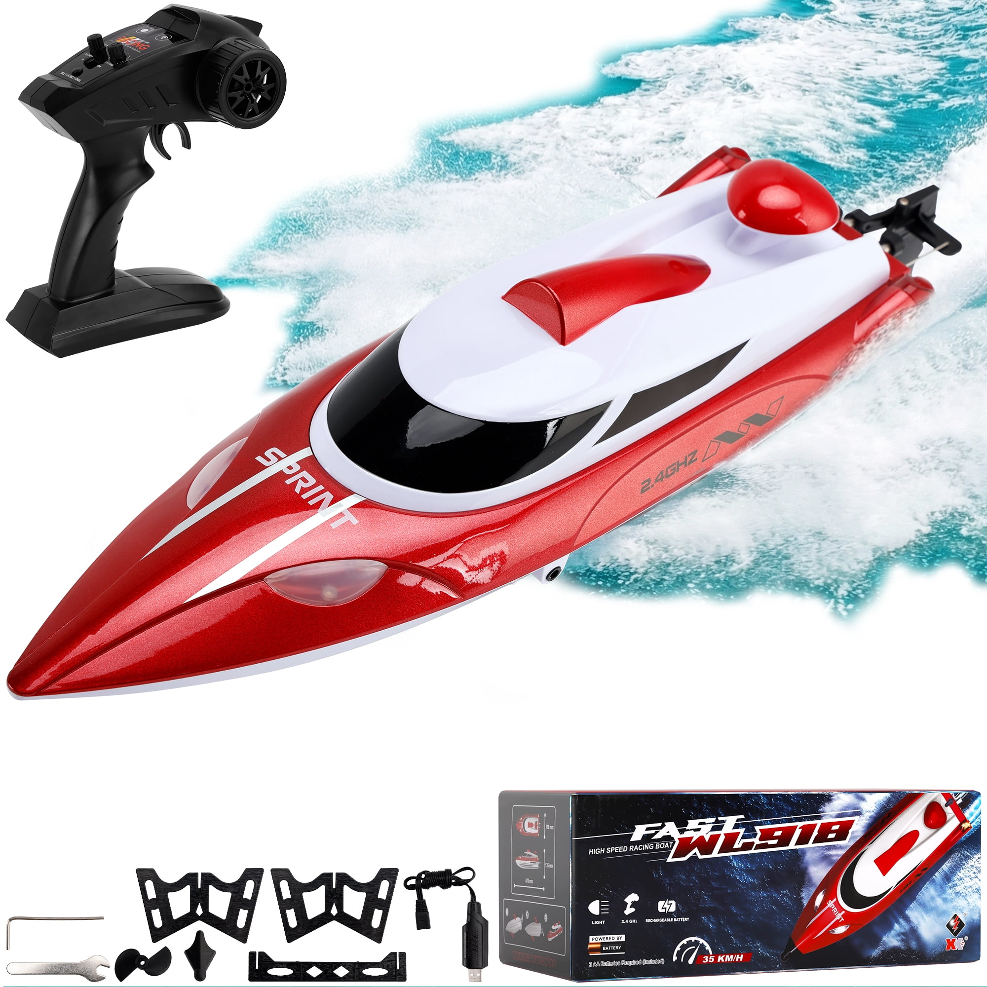 RC Boat, WLtoys WL918 Remote Control Boat, 21MPH High Speed RC Racing ...