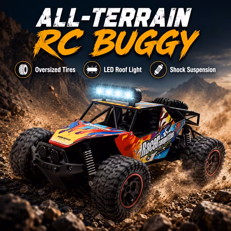 RC Buggy All-Terrain Off-Road Car, 32cm Large Size, 35+ KM/H High Speed