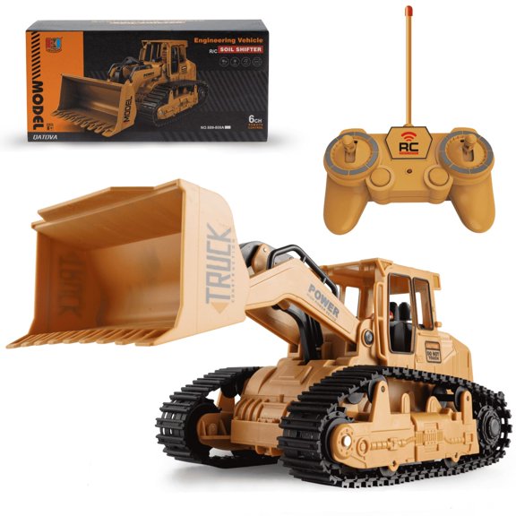 RC Bulldozer Toy for Kids, 1:20 Scale Remote Control Construction Truck with Metal Blade, 2.4GHz 6 Channel Crawler Vehicle, LED Lights & Realistic Sounds, Engineering Gift for Kids Ages 6+