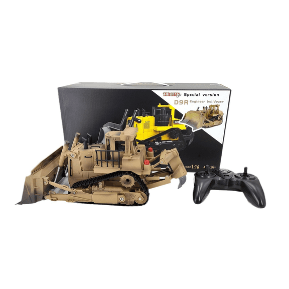 RC Bulldozer with Blade and Ripper, 1:18 2.4G Remote Control Construction Vehicle with Sound and Lights, Engineering Bulldozer Model for Hobbyists