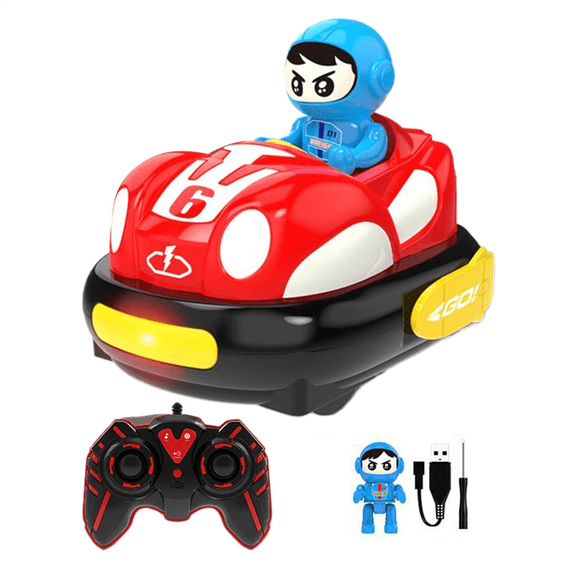RC Bumper Car Funtogether Toys, 2-Player Set with Ejector Seats, Lights & Sounds, 2.4GHz Remote, USB Rechargeable, Red & Blue