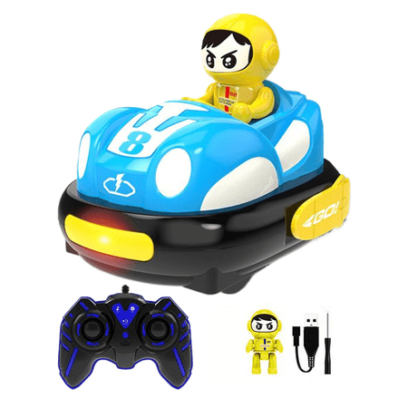 RC Bumper Car Funtogether Toys, 2-Player Set with Ejector Seats, Lights & Sounds, 2.4GHz Remote, USB Rechargeable, Red & Blue