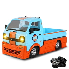 RC Car 1/10 RC Drift Car, 4WD Remote Control Van with LED Lights, Full Proportional 2.4GHz, Spring Shocks, Rechargeable RTR Hobby Vehicle with Large Surroundings and Drift Tires, Sky Blue