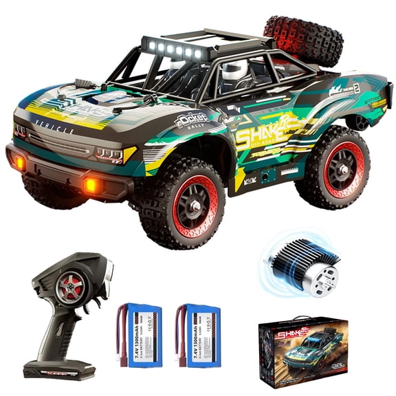 RC Car 1:18 Scale 4WD High Speed 40km/h Remote Control Truck, 380 Brushed Motor, Off-Road Monster Crawler with LED Lights and 2 Batteries