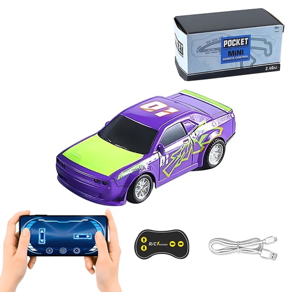 RC Car 1/43 Alloy Mini Remote Control Car with App Control, Dual-Mode Remote Control Racing Model & LED Lights, RTR Collectible RC Vehicle for Adults, Desk Display Gift for Enthusiasts
