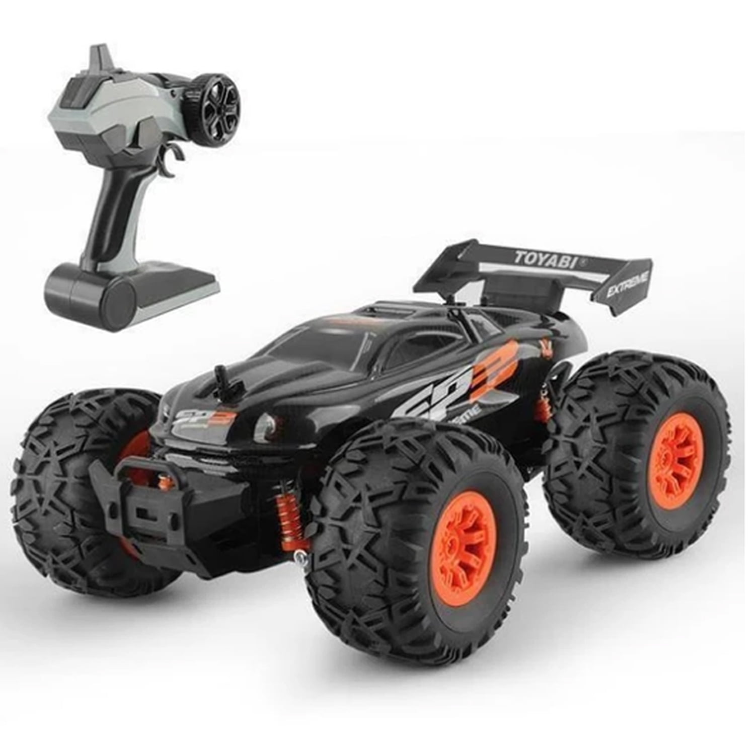 JIAQINGDA Monster truck Voiture télécommandée hors route, camion  radiocommandé, échelle 1:18, voiture avec télécommande et 2 batteries, 2,4  GHz, jouet