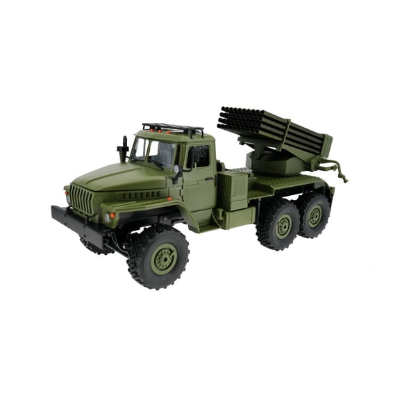 RC Car for Adults and Teens, Rocket-Launcher Remote Control Truck with Dual Batteries, 2.4GHz Remote Control Military Vehicle, Hobby Grade RC Model Truck, Ideal Birthday Holiday (Green)