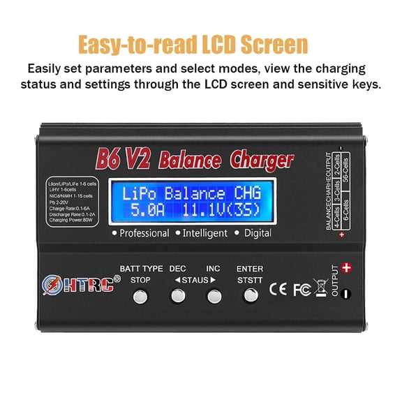 RC Car Balance Charger, 1S-6S Digital Discharger, 80W 6 Amp LiPo Battery Charger