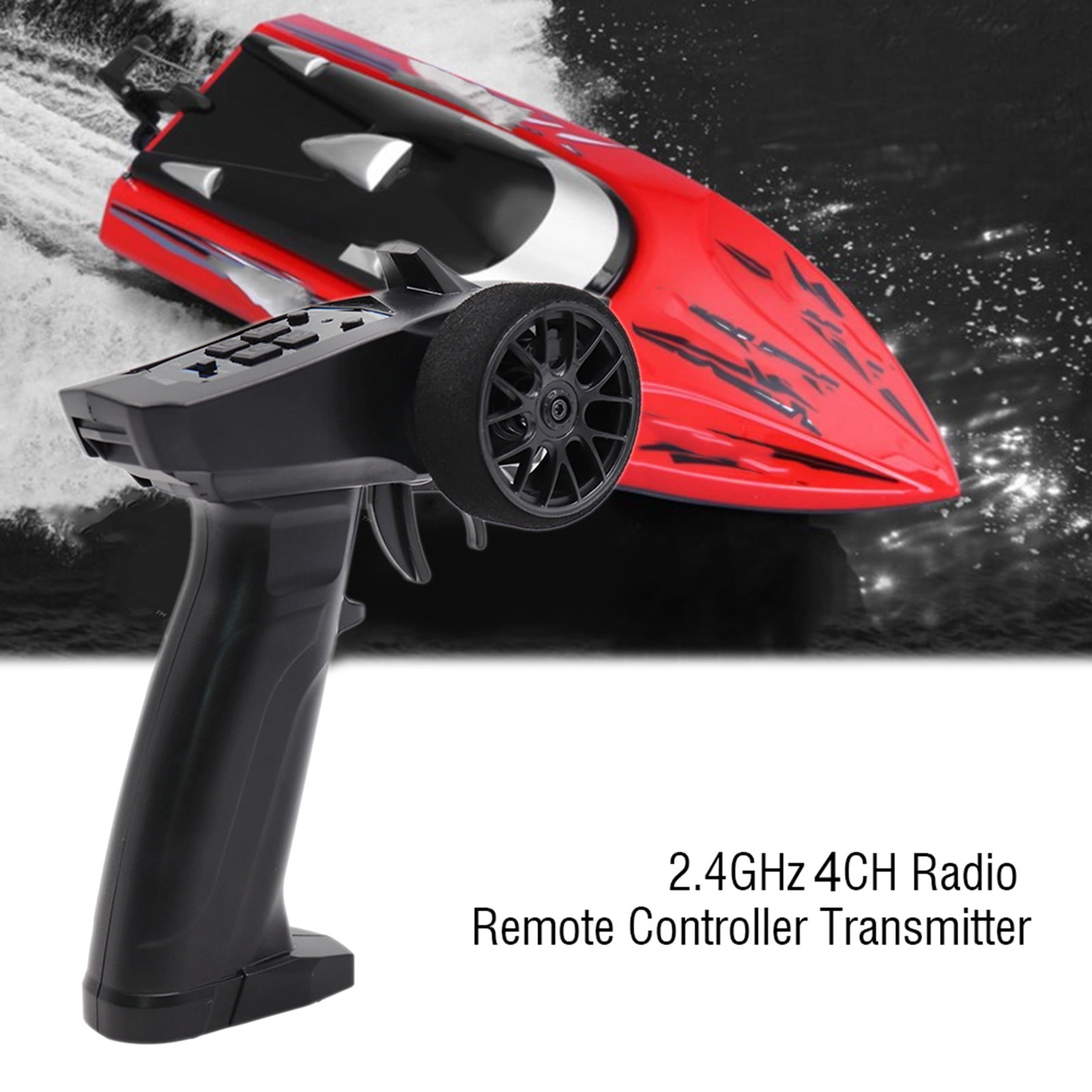 RC Car  Boat Transmitter, 2.4GHz 4CH, Low Battery Alert, <span Style="background:red"></span> Grip Design