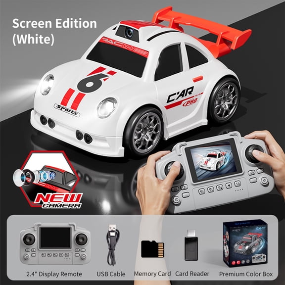 RC Car with Camera & Display Screen,2.4G Remote Drift Follow Escape Car,Switchable Speed Vehicle,Auto LED Lights Music Car,720P Real-Time Transmission,USB Charging Interactive Racing Toy