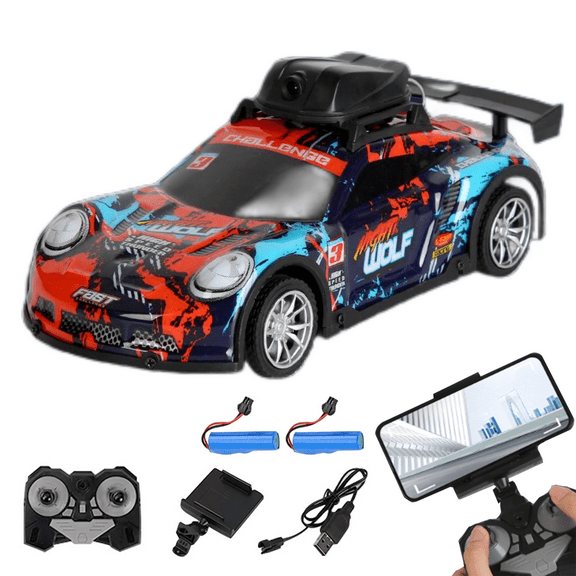 RC Car With FPV Camera 2.4G Remote Control Drift Racing Vehicle Electric Model With LED Lights Mobile App Control System Long Runtime For Adults Hobbyists - Red / 2 battery