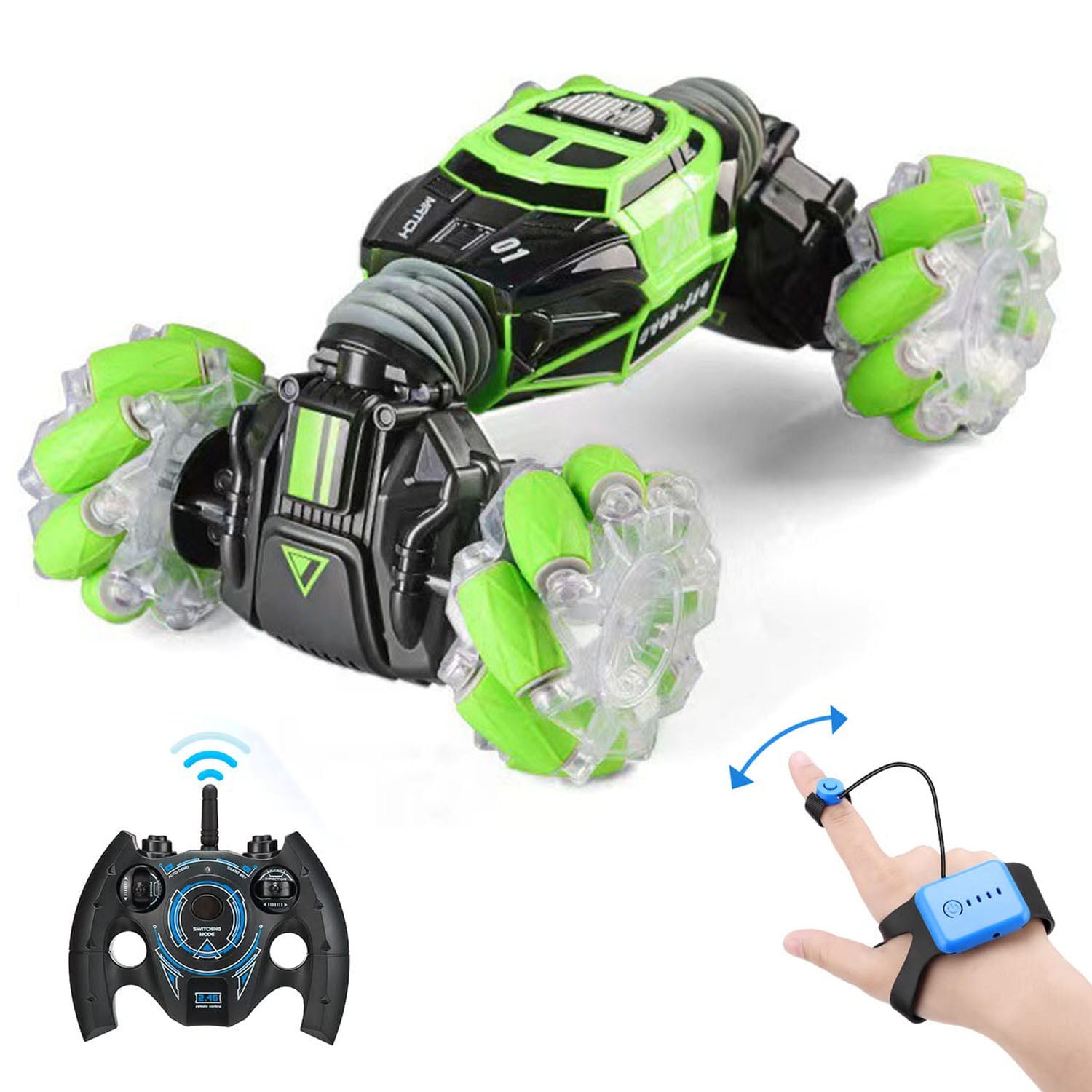RC Car with Music & Colorful Light, 4WD Rechargeable Gesture RC Stunt Car, 2.4Ghz Hand