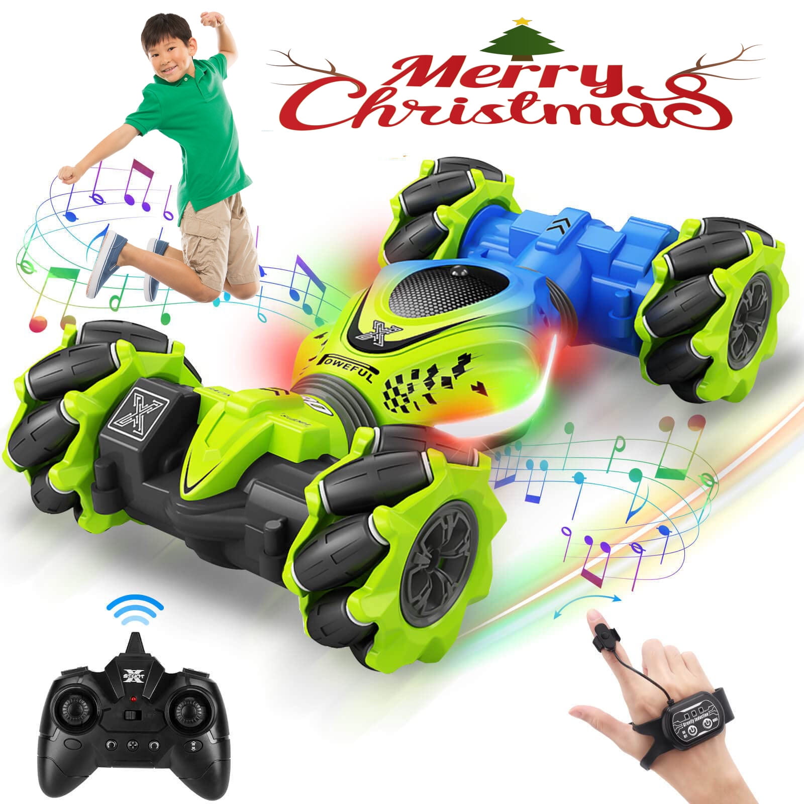 ZWN 1:12 / 1:16 4WD RC Car Radio Gesture Induction Music Light Stunt Remote  Control Car off-Road Control Boys Toys for Children