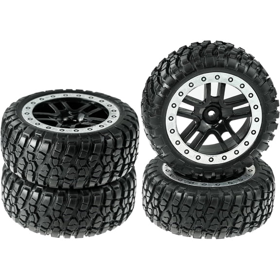 RC-Car-Parts-5883 Tires-Assembly 1/10 Scale 4Pcs Wheels Compatible with Traxxas Slash/Rustler/Stampede/Hoss 4x4 VXL Parts#5883