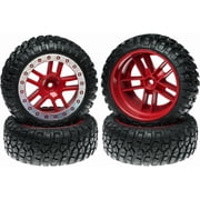 RC-Car-Parts-5883R Tires-Assembly 1/10 Scale 4Pcs Competition Level Wheels Compatible with Traxxas Slash/Rustler/Stampede/Hoss 4x4 VXL Parts#5883R