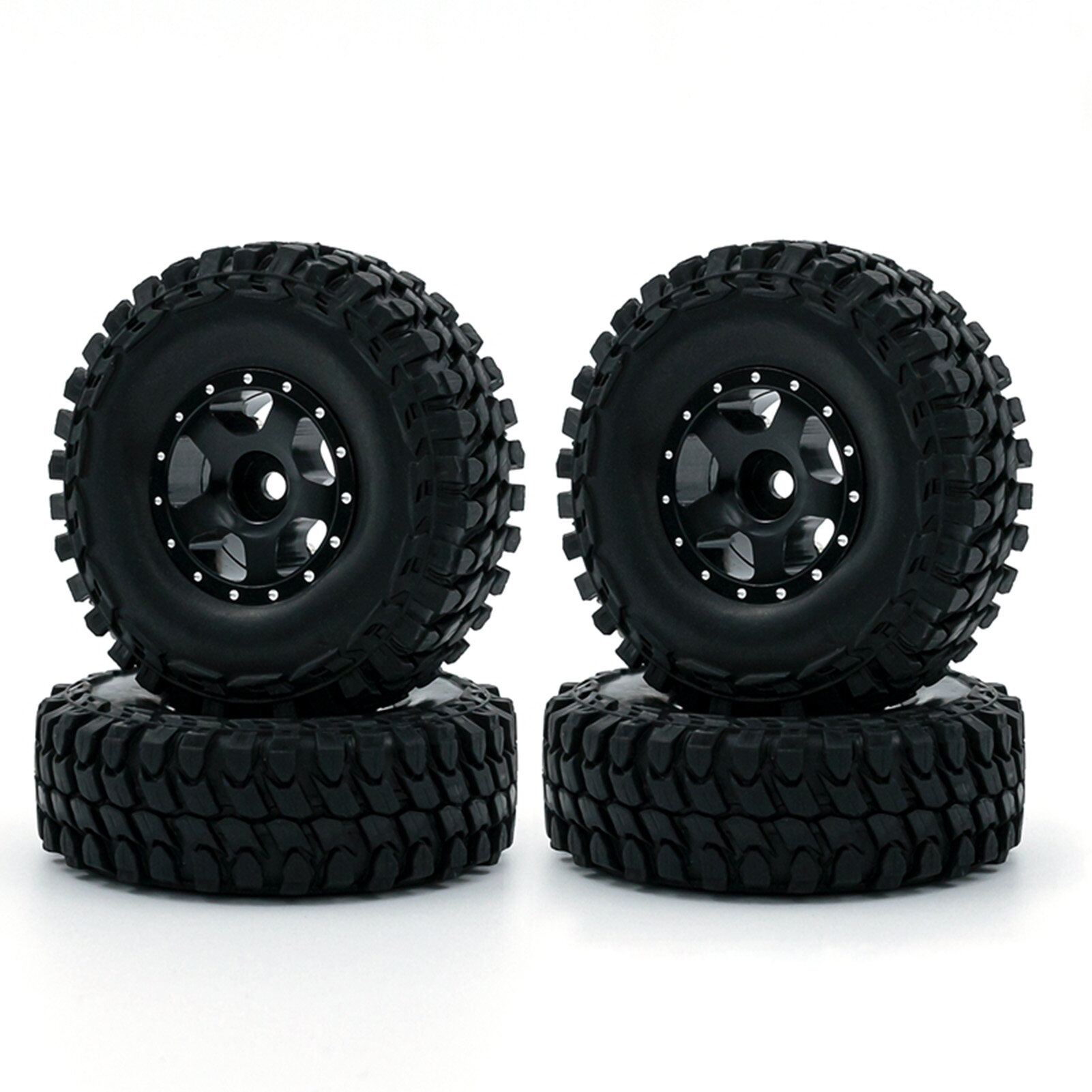 RC Car Tires 4pcs with Aluminum Alloy Wheel Rims Replacements for 1/24 ...
