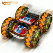 RC Car Truck, Keenstone 1:10 Giant Wheel Remote Control Toy Car with High-Speed Climbing and Colorful Gradient Lights with Music, Christmas Birthday Gift for Boys Kids, Orange