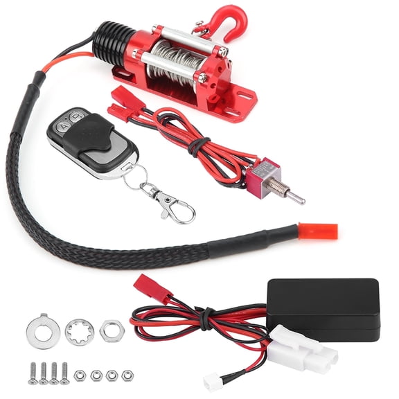 RC Car Winch Vehicle Crawler Car Accessory 1/10 Scale Metal Winch with Remote Controller