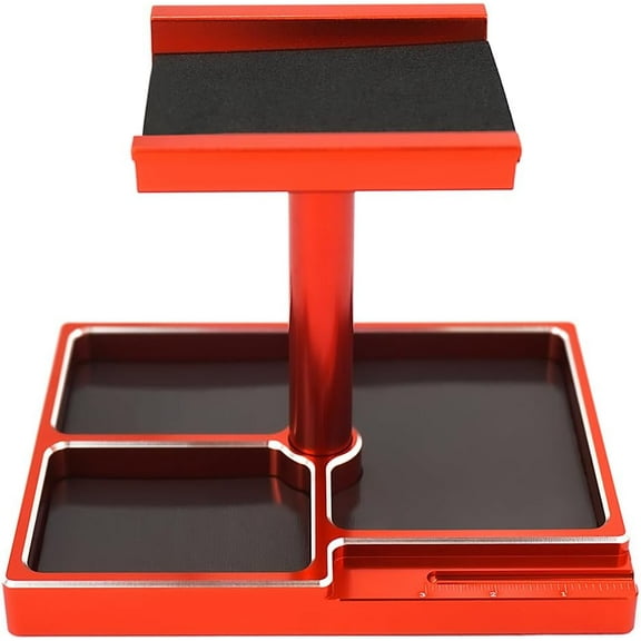 RC Car Work Stand Repair Workstation Tool Kit with RC Screw Tray for 1/18 TRX4M 1/24 Scale SCX24 RC Cars Trucks (Red)