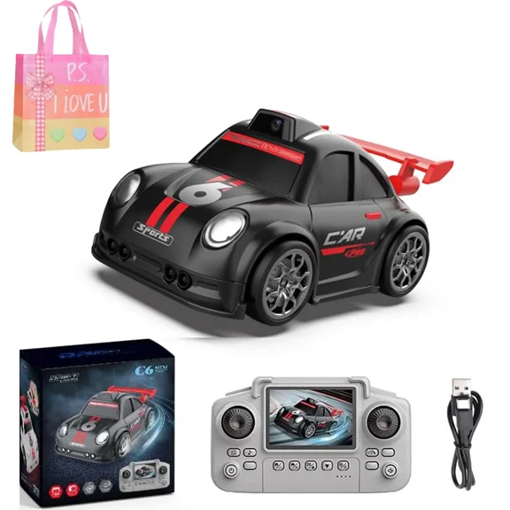 RC Car with Camera Black, RC Drift Car with Follow Escape One-Click Demo Mode Real-time Video Transmission for Adults