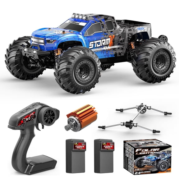 RC Cars 1:14 All Terrain Off-Road RC Truck, 4WD Fast Remote Control Car 40 KM/H, 4X4 Waterproof Monster Truck with 21300mAh Batteries, Metal Shocks, 6 LED Headlights, RTR RC Vehicle