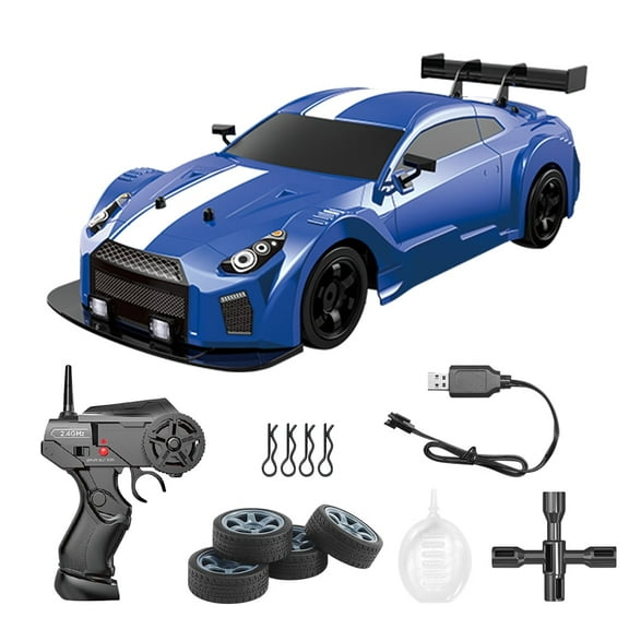 RC Cars 1:16 Scale Radio Control Cars with LED Lights, 2.4Ghz 4WD All Terrain Vehicle Toy Cars Gift for Boys Kids and Adults, Blue